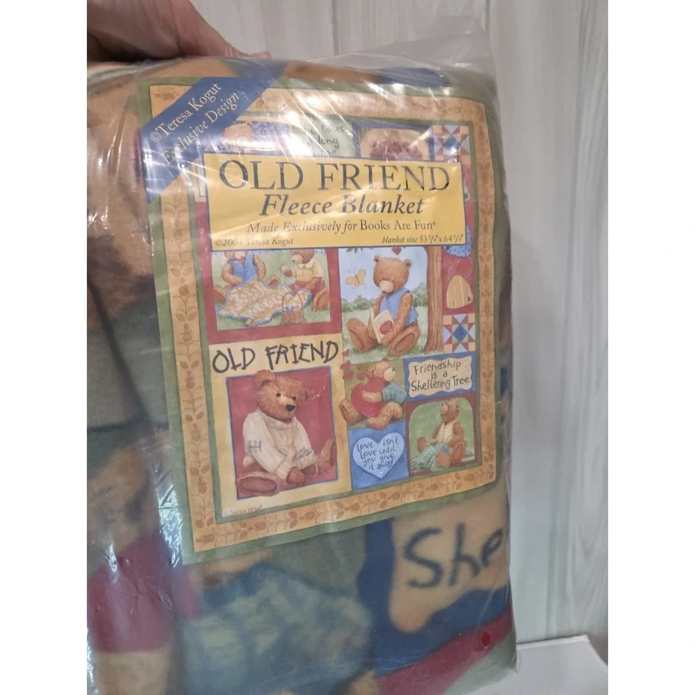Teresa Kogut, Old Friend, Fleece Blanket, Teddy Bear, New, 53 3/4 x 64 1/4, 2004